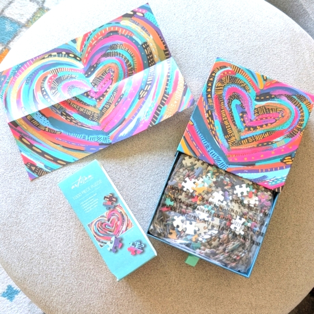 ARTISAN By Lang 1000 Piece Colorful Abstract Valentine Art Heart Puzzle EttaVee